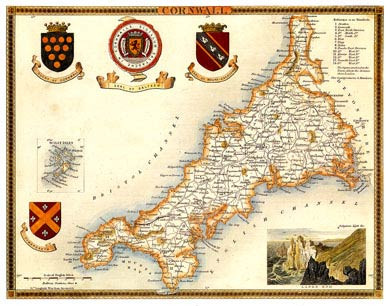 Cornwall Map, 1830