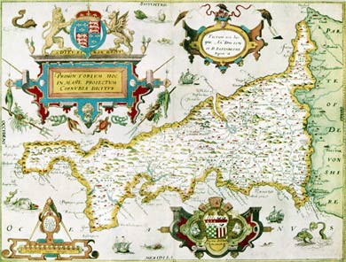 Saxton's Cornwall, 1576