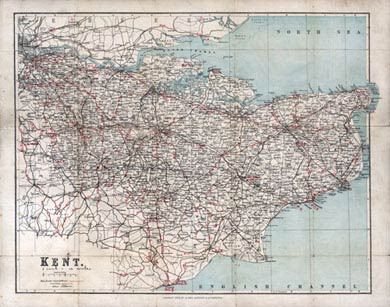 Cycling Map Of Kent, 1905