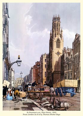 St Dunstans etc, Fleet Street, 1842