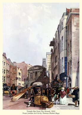 Temple Bar from The Strand, 1842