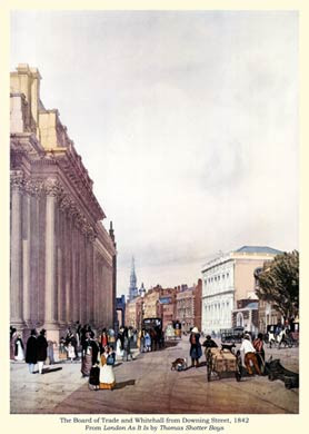 The Board of Trade and Whitehall from Downing Street, 1842