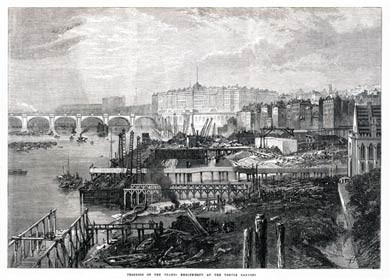 Building The Thames Embankment, Temple, 1865