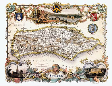 Sussex Map, 1850