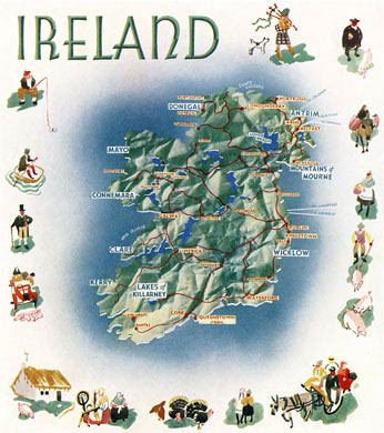 Ireland, Decorative Map, 1937
