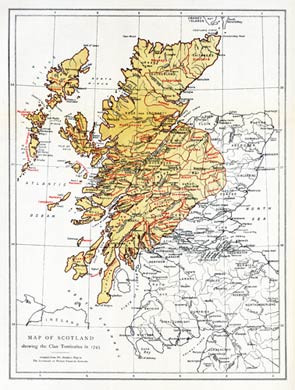 Scotland, Clan Territories, 1745