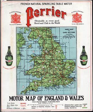 Perrier Motor Map of England, 1912