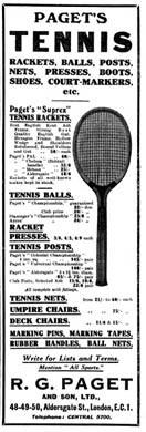 Paget's Tennis Ad, 1920