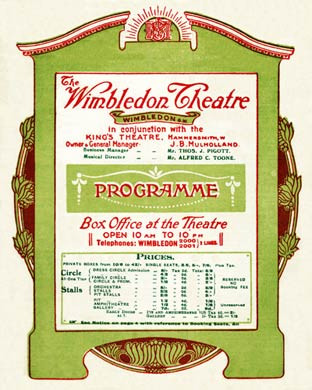 Wimbledon Theatre, Programme, 1923