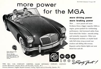 MGA Advert, 1959
