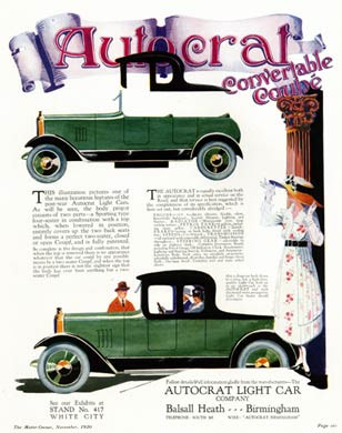 Autocrat Light Car, 1920