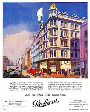 Packard, 198 Piccadilly, 1920