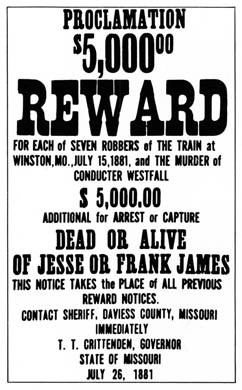 Jesse James, Wanted