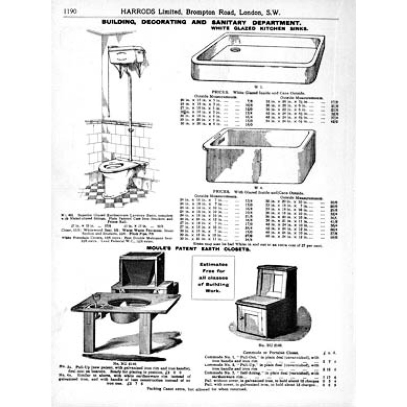 Harrods, Sanitary Ware, 1905