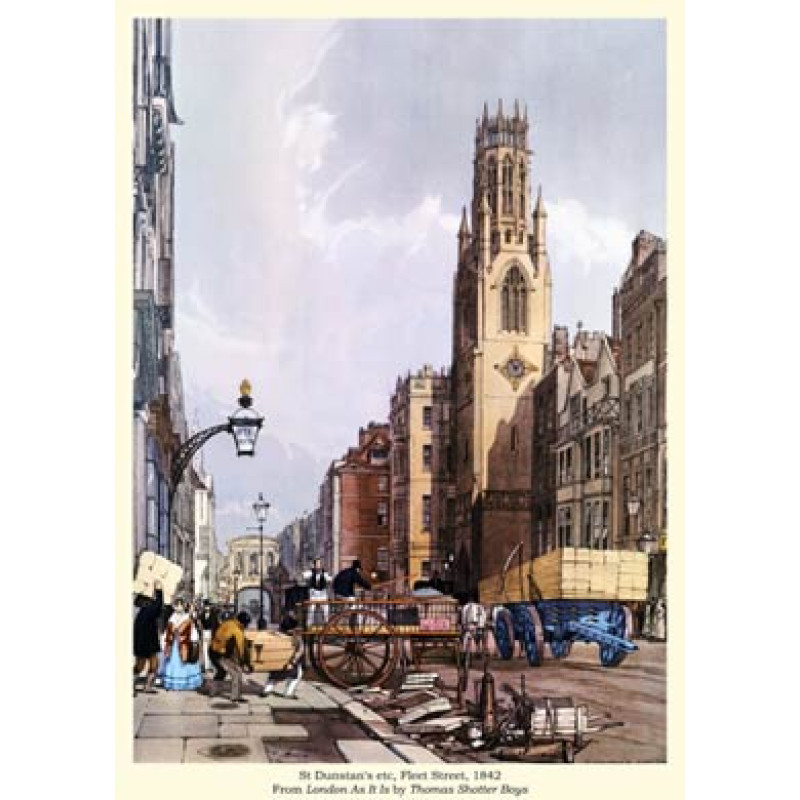 St Dunstans etc, Fleet Street, 1842