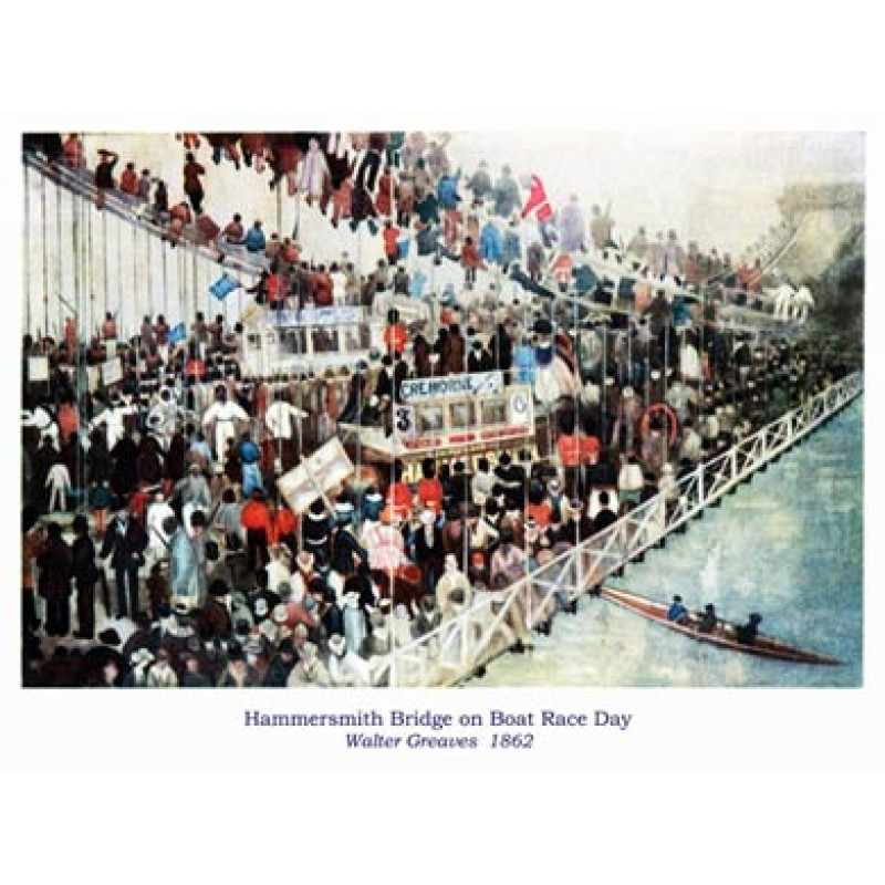 Hammersmith Bridge on Boat Race Day, 1862
