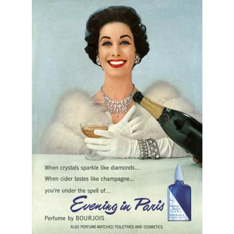 Bourjois Perfume, Evening in Paris, 1956