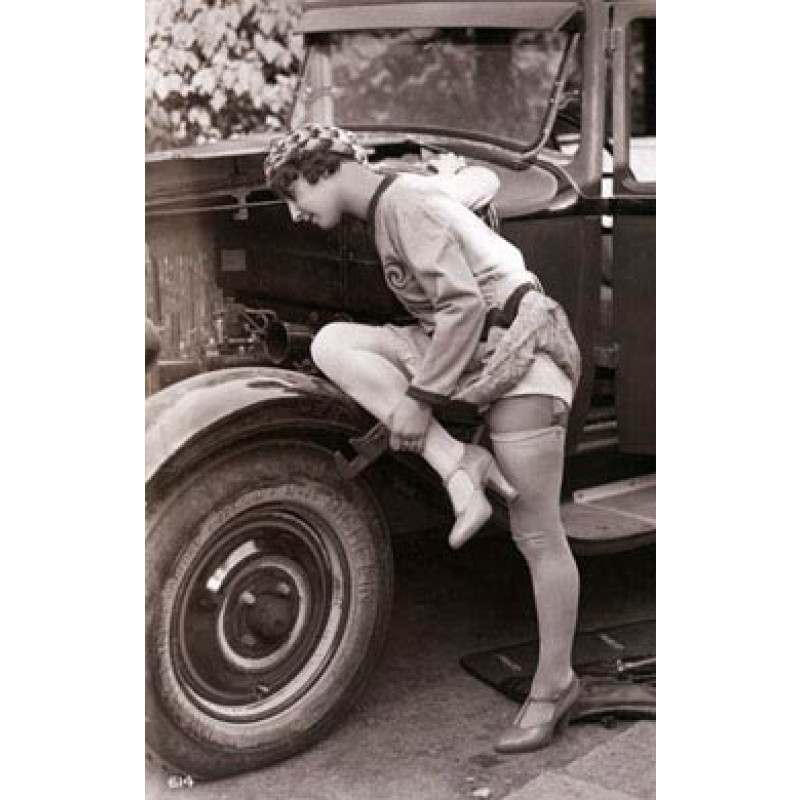 Lady Mends A Car