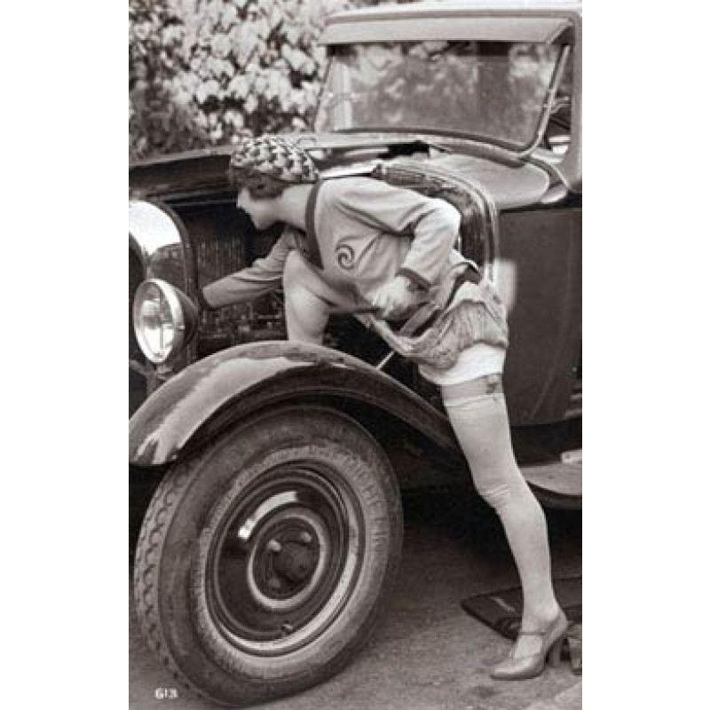 Lady Mends A Car