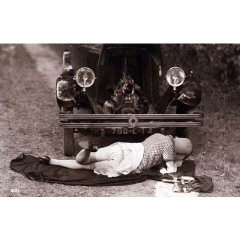 Lady Mends A Car
