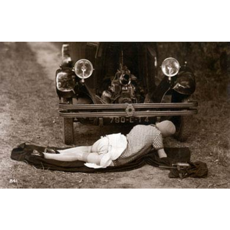 Lady Mends A Car