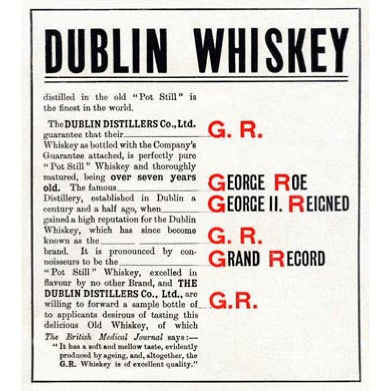 Geo Roes Dublin Whiskey