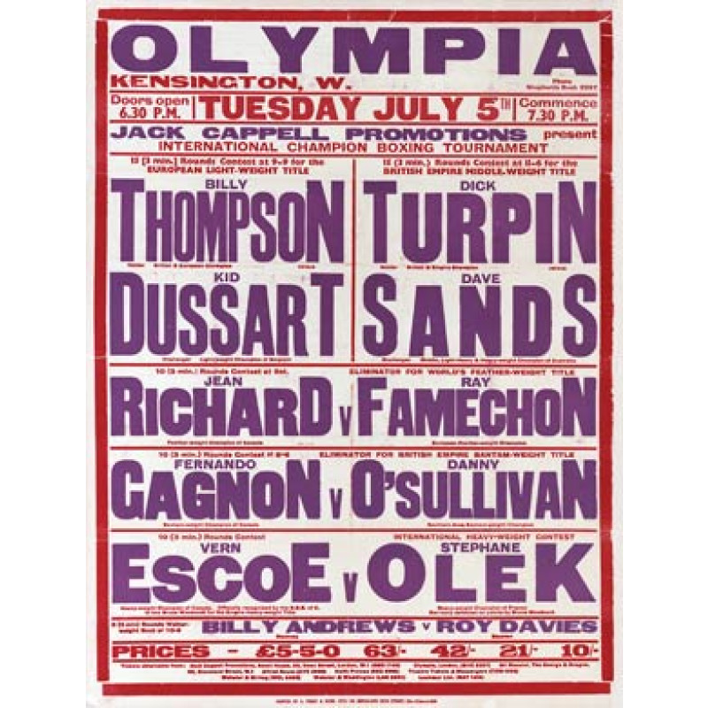 Olympia Boxing Poster 1949