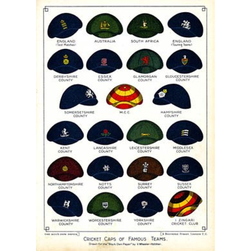 Cricket Caps Of Famous Teams