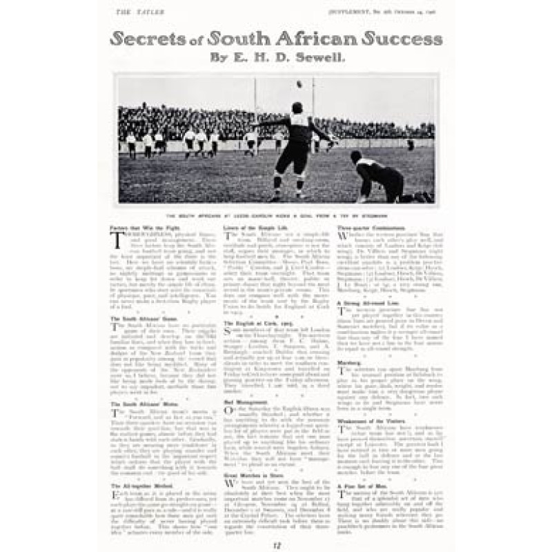 Secrets of Success, SA Tourists 1906