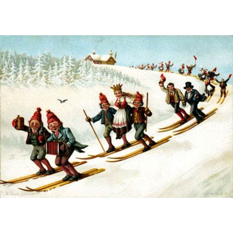 Swiss Skiing Postcard, 1893