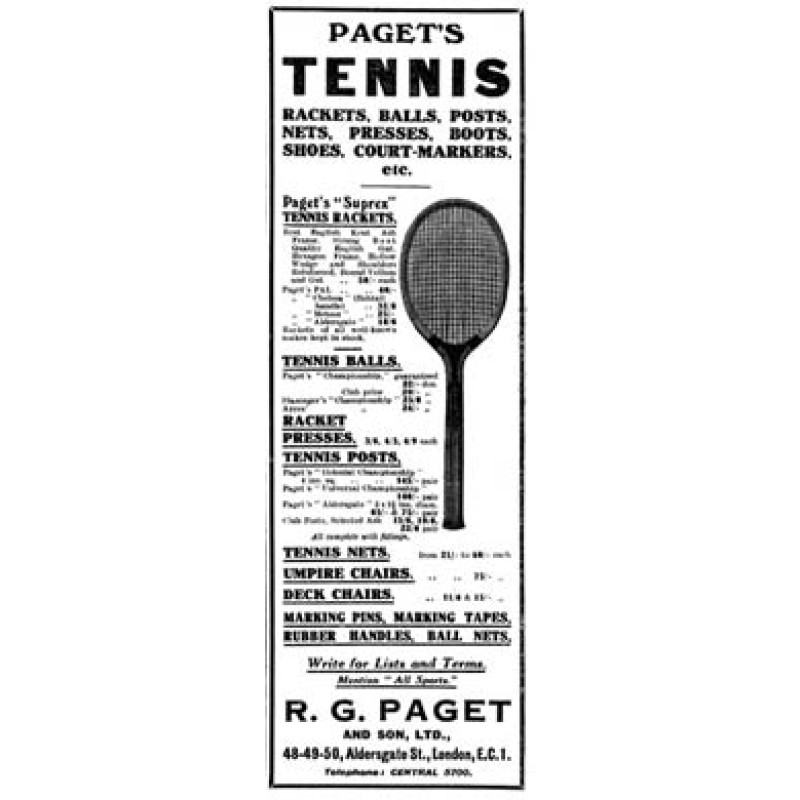 Paget's Tennis Ad, 1920