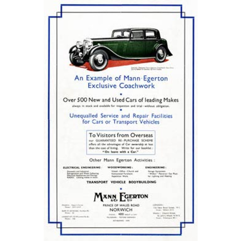 Mann Egerton, Bentley Saloon, 1936