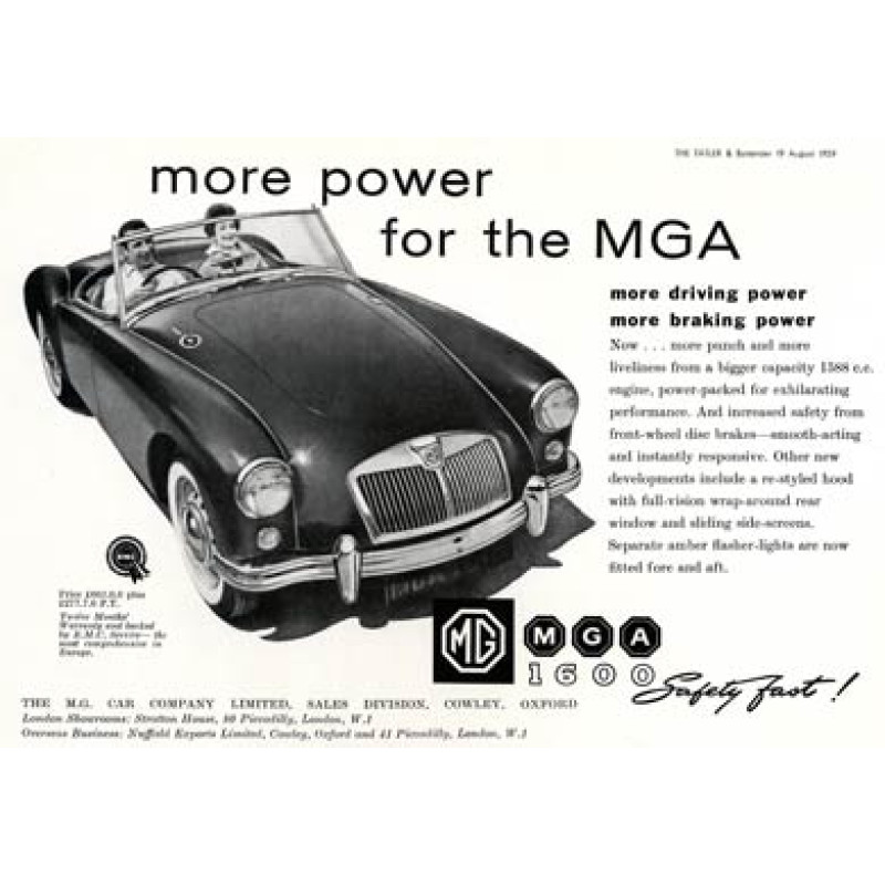 MGA Advert, 1959