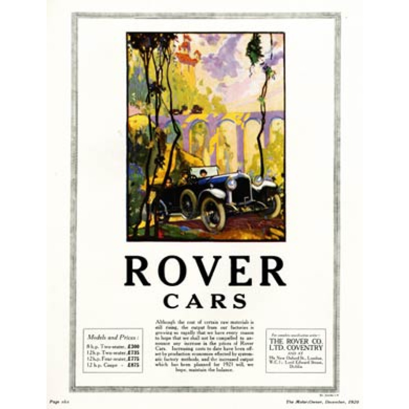 Rover Cars, 1920