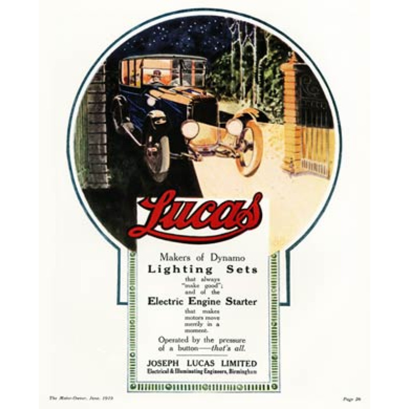 Lucas Motor Accessories, 1919